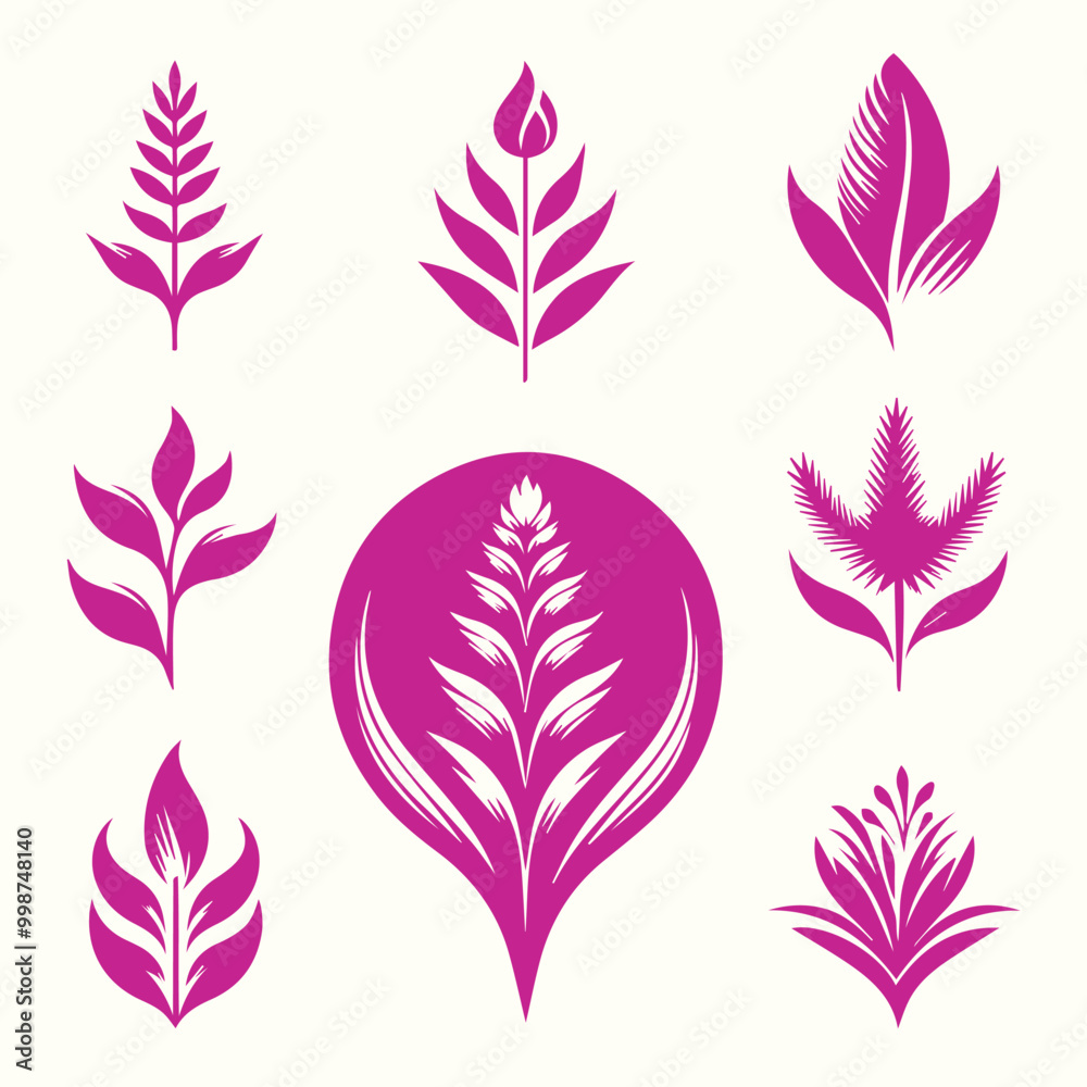 Obraz premium Creative Flower outline Set Design.