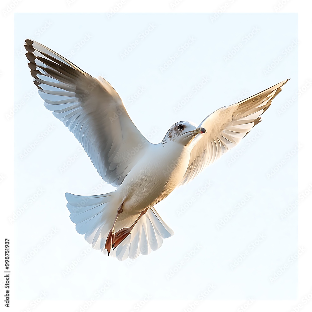 Fototapeta premium Seagull soaring gracefully against a clear sky
