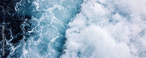 A frozen waterfall mid-thaw, the powerful flow slowly breaking free from its icy grasp