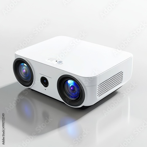 Modern White Projector on Bright Surface