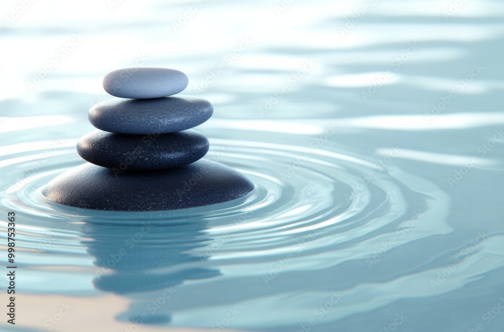 Tranquil zen background with soft water ripples and balanced stones, symbolizing harmony and peace Tranquil zen background with soft water ripples and balanced stones, symbolizing harmony and peace