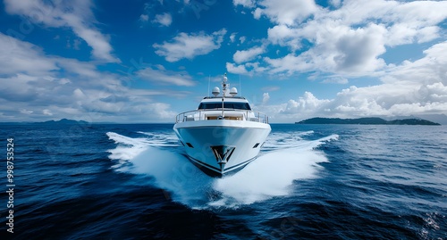 High-speed boat on the open sea ai generative