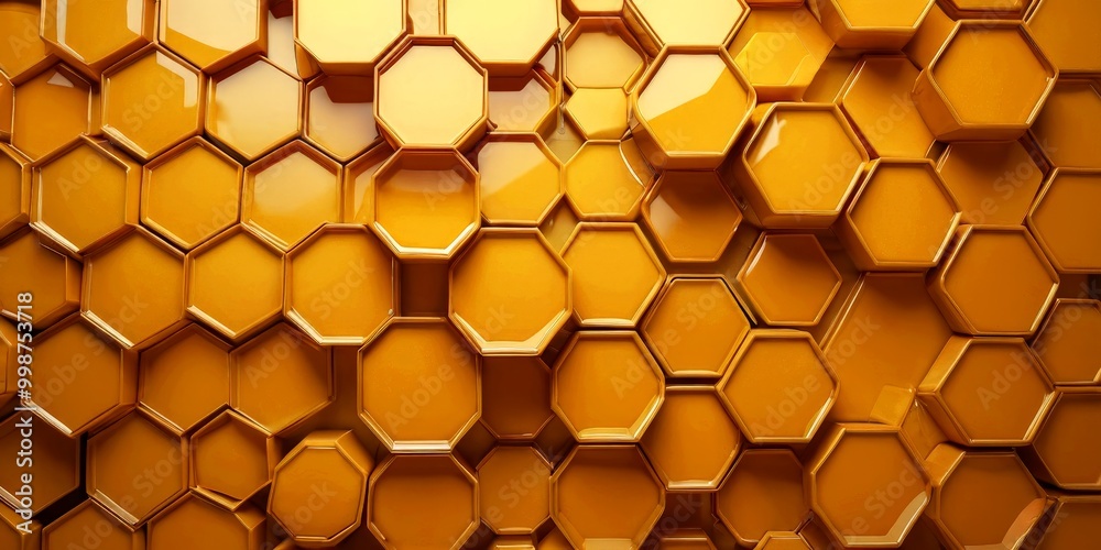A honeycomb pattern, with the honeycomb cells filled with a golden liquid, creating a warm and visually appealing texture A honeycomb pattern, with the honeycomb cells filled with a golden liquid, creating a warm and visually appealing texture