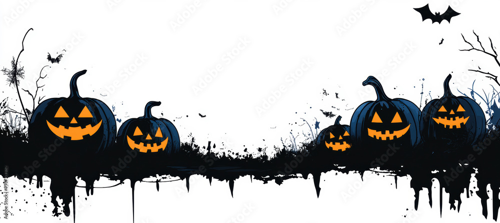 Silhouette of Halloween Jack-o'-Lanterns Silhouette of Halloween Jack-o'-Lanterns