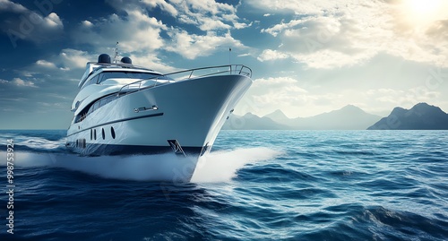 High-speed boat on the open sea ai generative