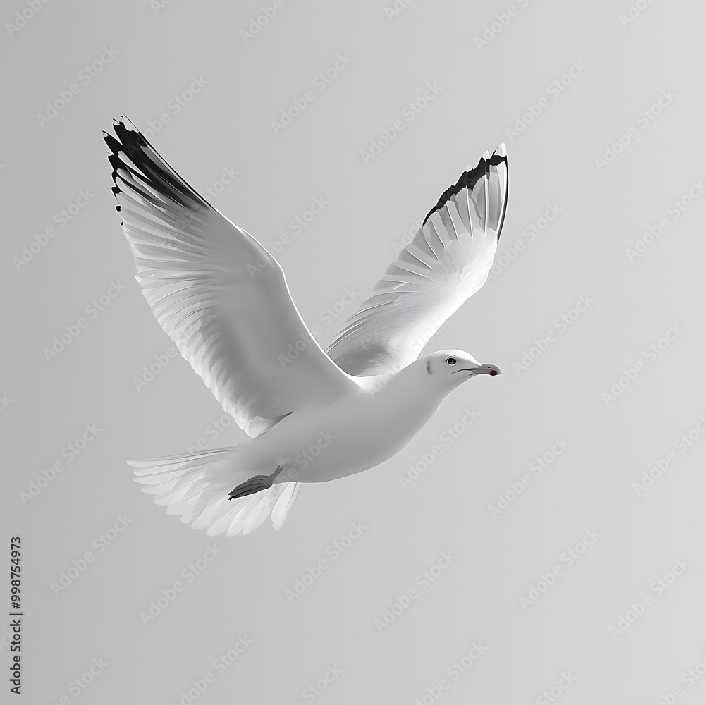 Fototapeta premium Elegant seagull soaring against a minimalistic backdrop
