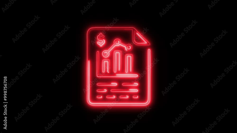 Business Report Outline Icon in HD Video Neon Animation – Data and Analytics Symbol with Dynamic Glow on Black Background Business Report Outline Icon in HD Video Neon Animation – Data and Analytics Symbol with Dynamic Glow on Black Background