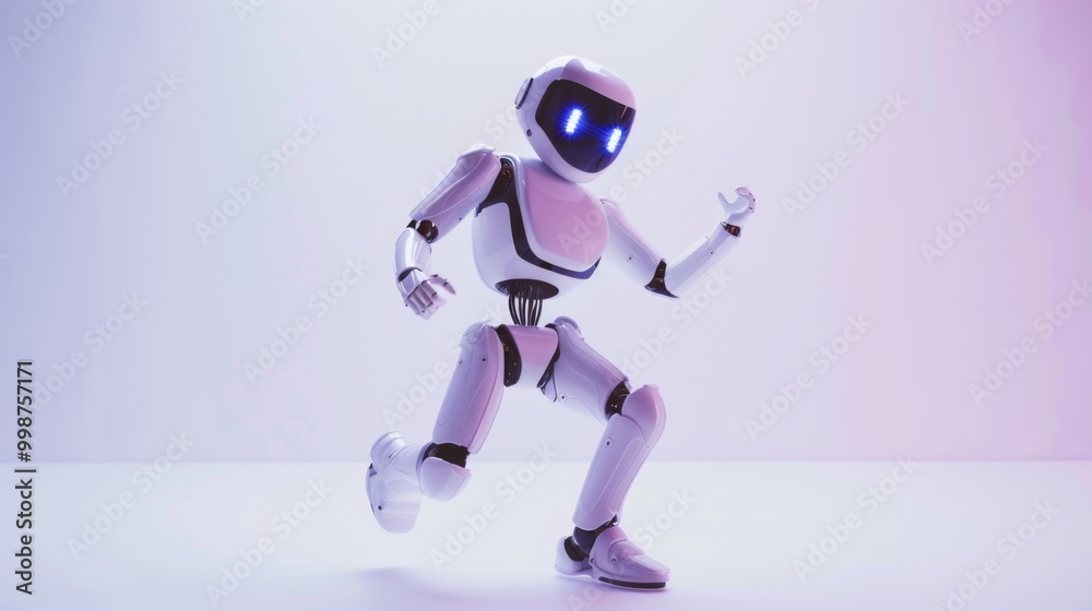 AI Robot Performing Salsa Dance in Studio with Futuristic Lighting AI Robot Performing Salsa Dance in Studio with Futuristic Lighting