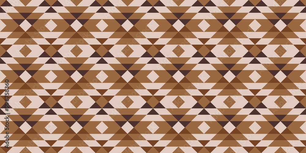 Fototapeta premium Retro Tribal Aztec earthy brown diamonds Raster Pattern. Traditional Southwestern Aztec kilim geometric pattern in monochrome brown.