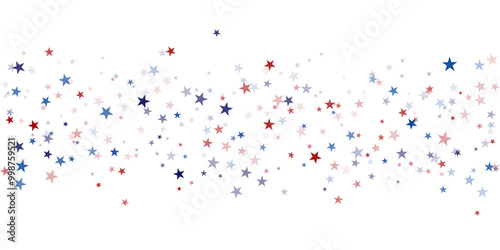 USA flag stars background, red and blue stars confetti, starry glitter