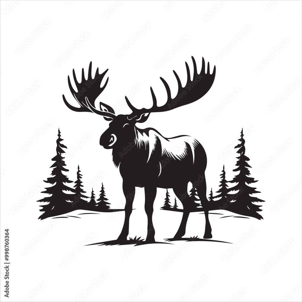 deer silhouette vector illustration, deer silhouette vector illustration,