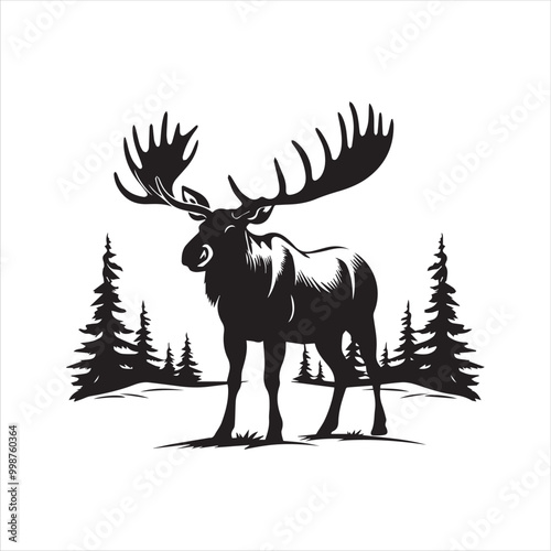 deer silhouette vector illustration, 