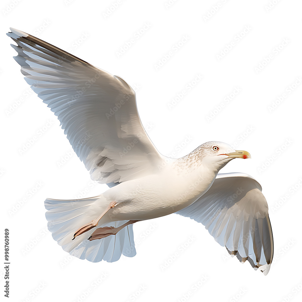 Obraz premium Majestic seagull soaring through the sky