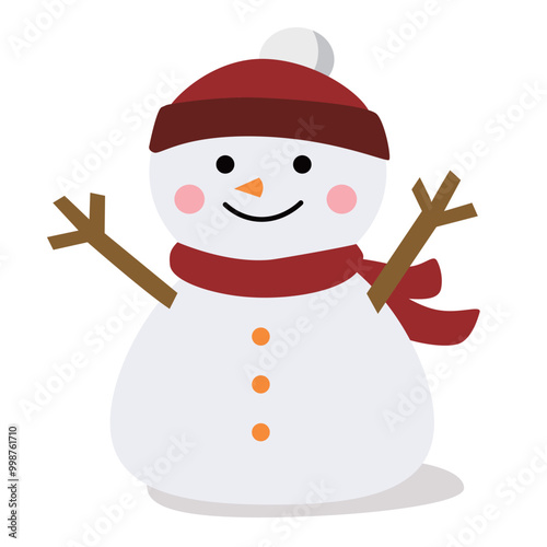 かわいいシンプルなマフラーをまいた雪だるまのイラスト