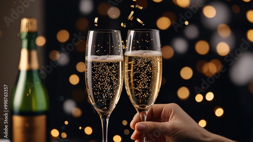 Festive New Year’s Eve Party with Champagne and Confetti celebration success.