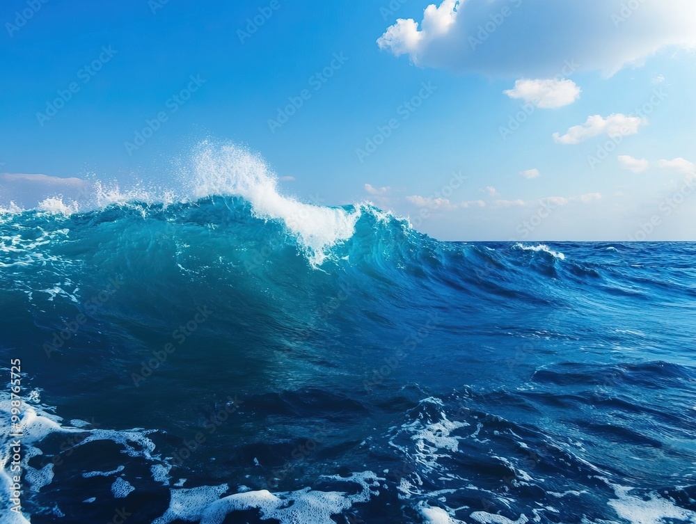 A vibrant ocean wave crashing against the shore, capturing the power and beauty of nature under a clear blue sky. Perfect for nature enthusiasts. A vibrant ocean wave crashing against the shore, capturing the power and beauty of nature under a clear blue sky. Perfect for nature enthusiasts.