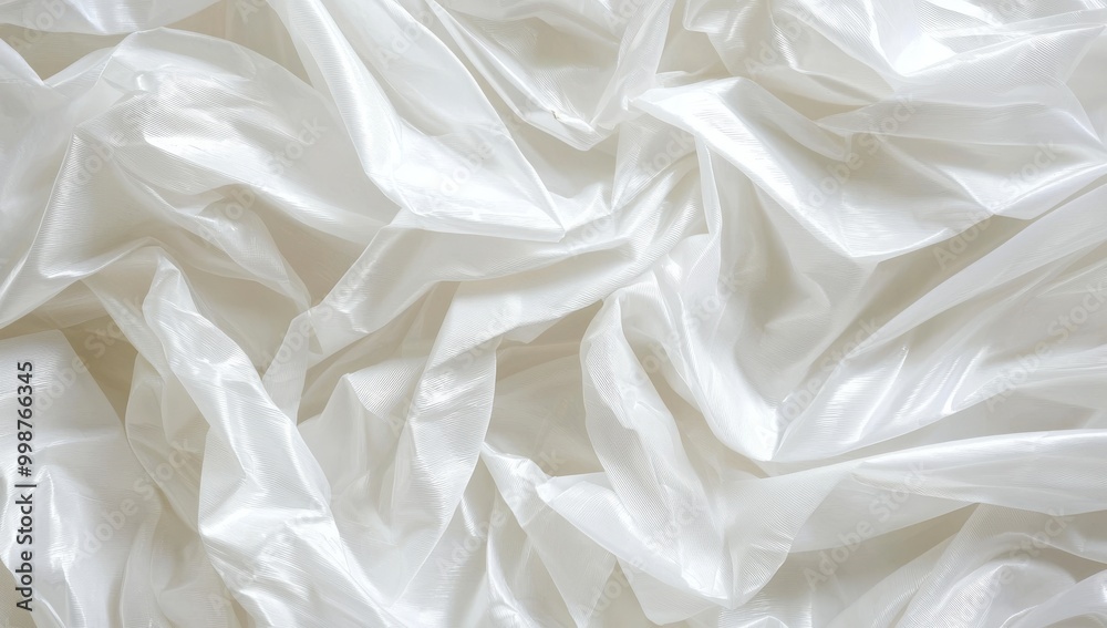 Obraz premium A background texture made of transparent plastic film wraps in white