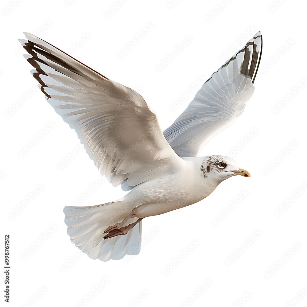 Fototapeta premium Majestic seagull soaring in clear blue sky
