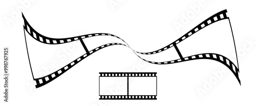 Abstract infinity 3d 35mm film strip vector design with frames on white background. Black film reel symbol illustration to use for photography, television, cinema, photo frame.
