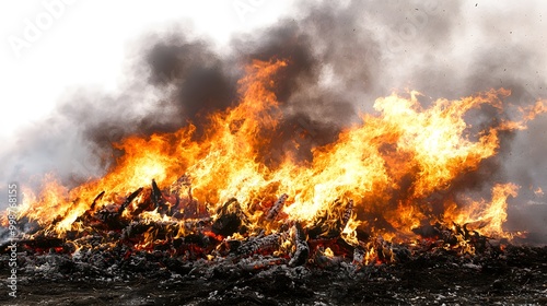 Bonfire with Flames and Smoke, Photo Realistic, Pattern Background, Wallpaper, Cover and Screen for Smartphone, PC, Laptop, 9:16 and 16:9 Format