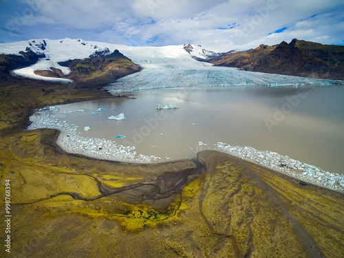 Aerial view of Fjallsjökull - an outlet glacier of Vatnajökull, the largest ice cap in Europe, Iceland photo