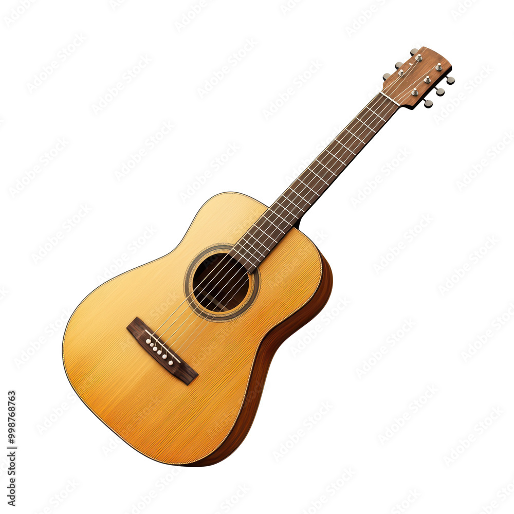 Naklejka premium Acoustic guitar isolated on transparent background.