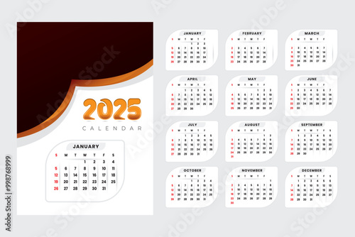 printable yearly calendar design new year
