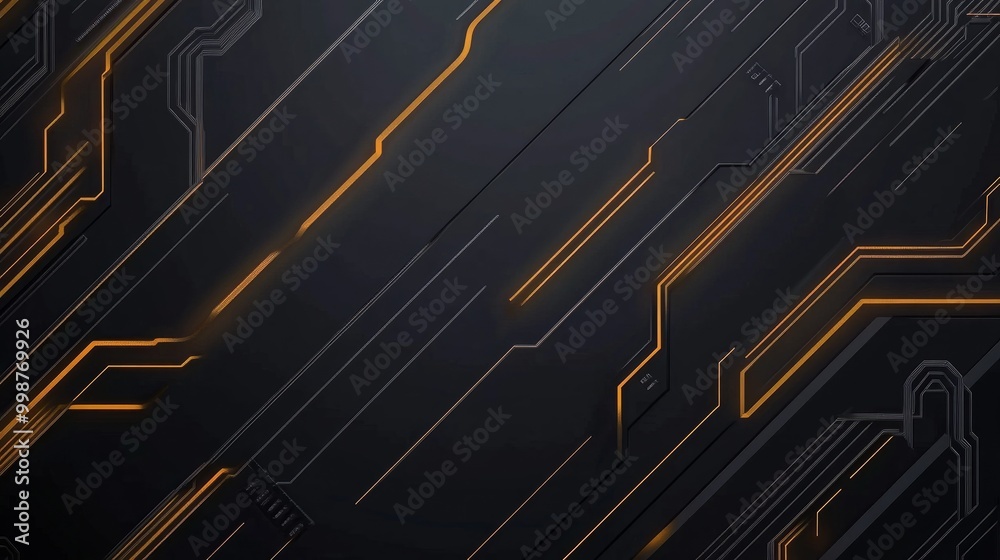 Abstract digital background with glowing orange lines on a dark gray surface. Abstract digital background with glowing orange lines on a dark gray surface.