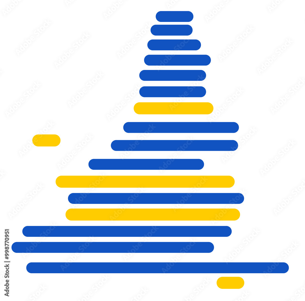 stripes as rounded lines in the shape of the map of Europe, European Union, Europe, in blue and yellow as a symbol as an icon, digital or modern concept, the EU stripes as rounded lines in the shape of the map of Europe, European Union, Europe, in blue and yellow as a symbol as an icon, digital or modern concept, the EU