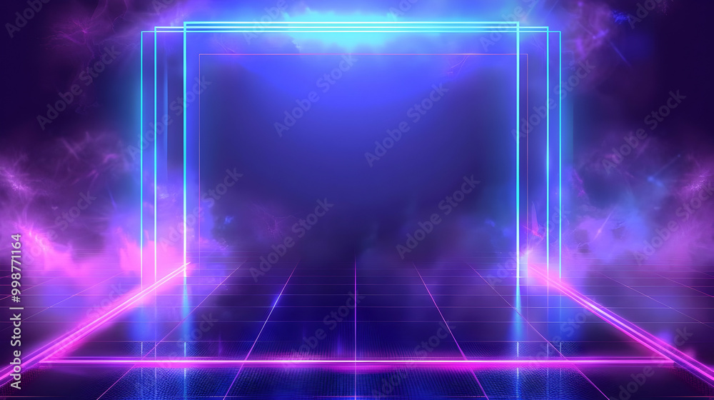 Abstract 3D Render of a Glowing Neon Lights in a Futuristic Setting Abstract 3D Render of a Glowing Neon Lights in a Futuristic Setting