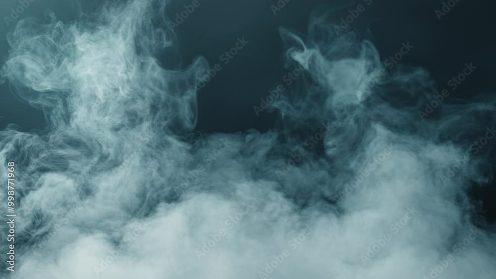 Abstract white smoke in slow motion. Smoke, Cloud of cold fog in light spot background. Light, white, fog, cloud, black background, 4k, ice smoke cloud. Floating fog.