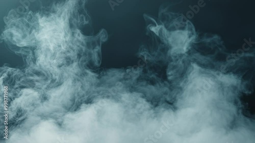 Abstract white smoke in slow motion. Smoke, Cloud of cold fog in light spot background. Light, white, fog, cloud, black background, 4k, ice smoke cloud. Floating fog.