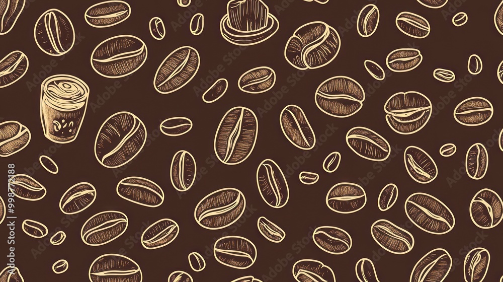 Obraz premium seamless pattern consist of coffee beans related objects
