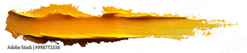 Sunshine Yellow paint stroke isolated on a transparent background, ideal for vibrant and happy designs