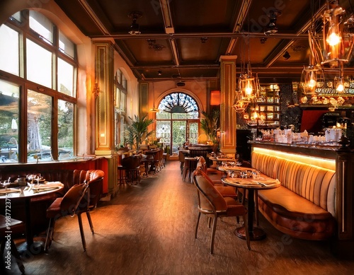 따뜻한 조명 아래의 커피 타임