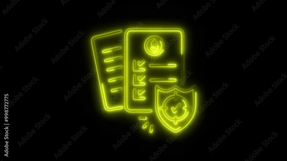 Insurance Audit Outline Icon in HD Video Neon Animation – Finance and Risk Management Symbol with Dynamic Glow on Black Background Insurance Audit Outline Icon in HD Video Neon Animation – Finance and Risk Management Symbol with Dynamic Glow on Black Background