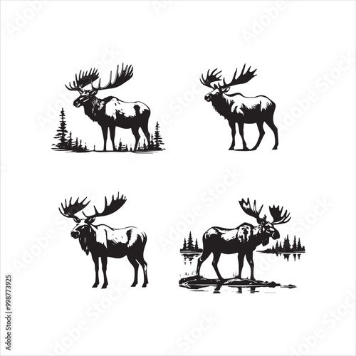 deer silhouette vector illustration, 