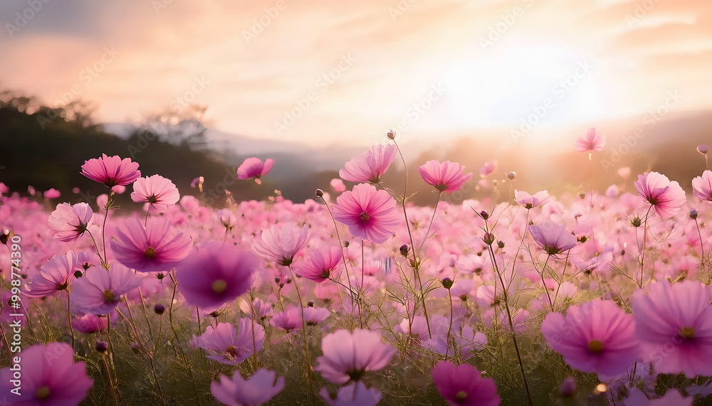 field of pink flowers