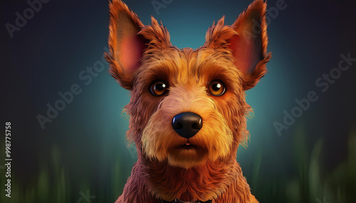 3d Portrait Of Welshterrier Dog Looking At Camera photo