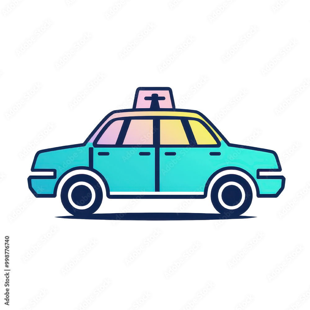 A vibrant, stylized taxi graphic featuring a unique color scheme, perfect for urban transportation themes and design projects, transparent background. A vibrant, stylized taxi graphic featuring a unique color scheme, perfect for urban transportation themes and design projects, transparent background.