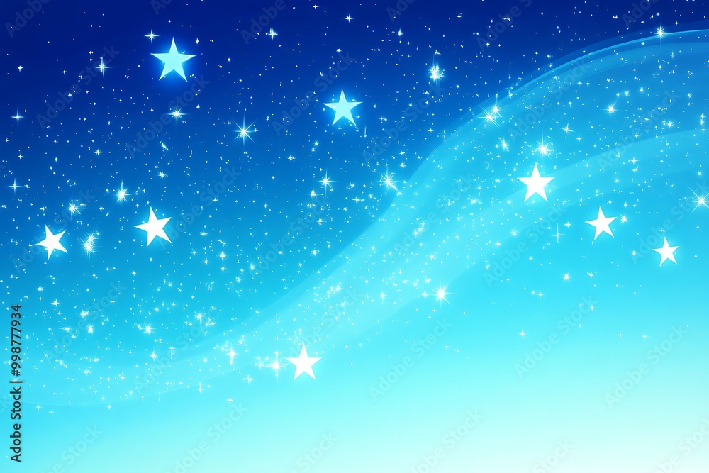 Obraz premium Background of shining stars in pastel blue night sky, generative ai