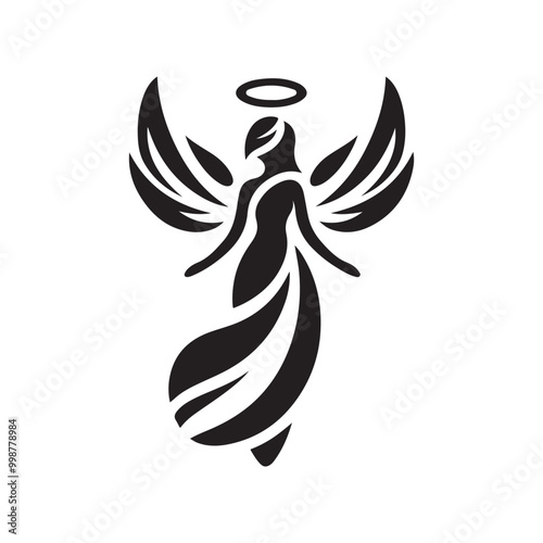 Elegant Angel Silhouette Vector Illustrations – Perfect for Religious & Spiritual Designs