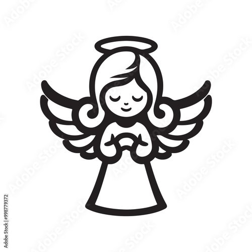 Elegant Angel Silhouette Vector Illustrations – Perfect for Religious & Spiritual Designs