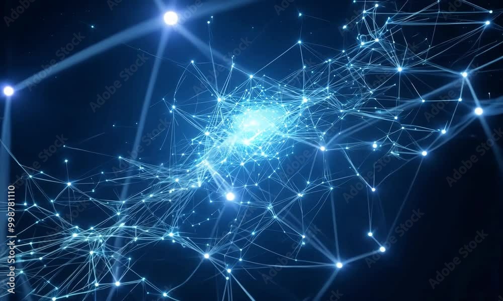 Exploring the intricate design of a digital cosmic network illuminated with vibrant blue connections and energy bursts Exploring the intricate design of a digital cosmic network illuminated with vibrant blue connections and energy bursts