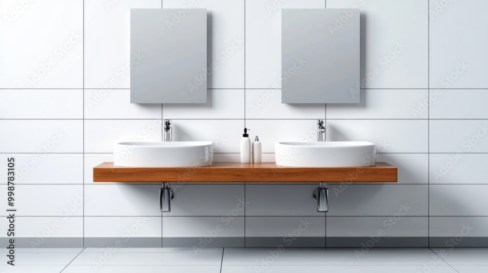 Fototapeta premium Modern Bathroom Troughs with Clean White Background
