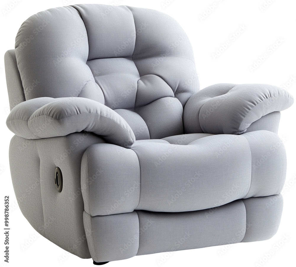 Obraz premium Comfortable Light Gray Recliner Chair for Relaxation, isolated on transparent background.