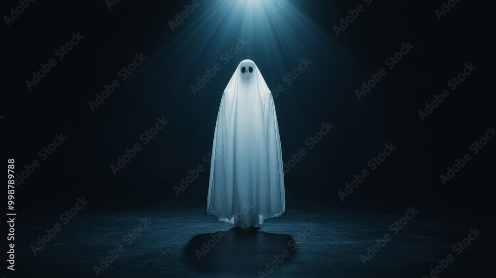 A ghostly figure in a dark, atmospheric setting. A ghostly figure in a dark, atmospheric setting.