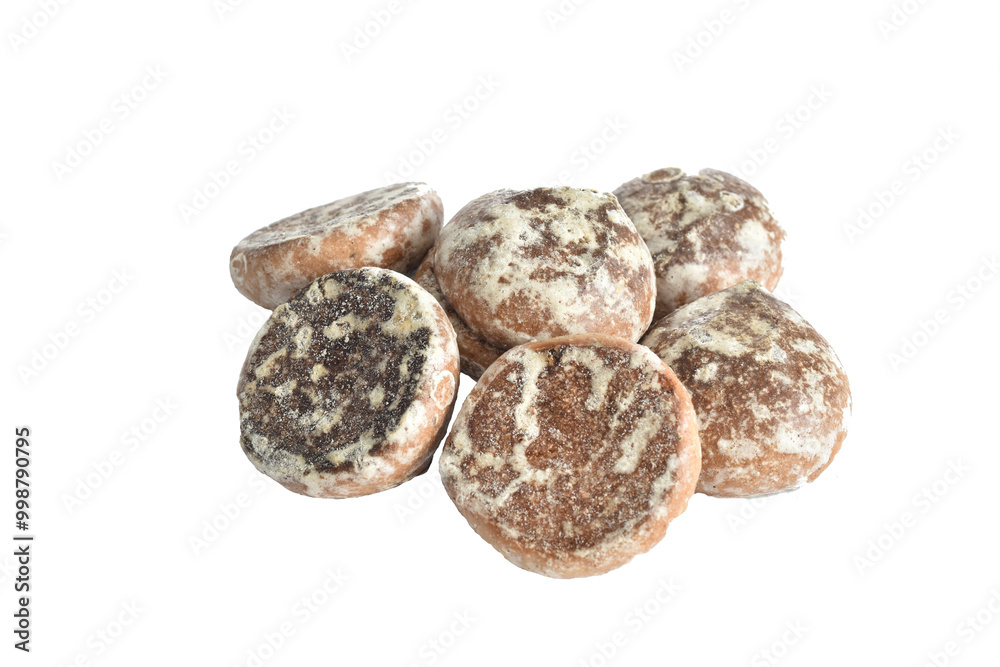 Soft and sweet gingerbread cookies, round in shape, lie on a white background. Soft and sweet gingerbread cookies, round in shape, lie on a white background.
