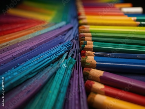 color pencils in a row