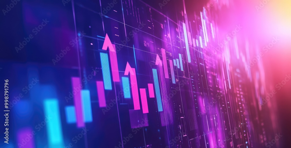 Abstract digital chart showing a financial market growth and a bullish trend. Abstract digital chart showing a financial market growth and a bullish trend.